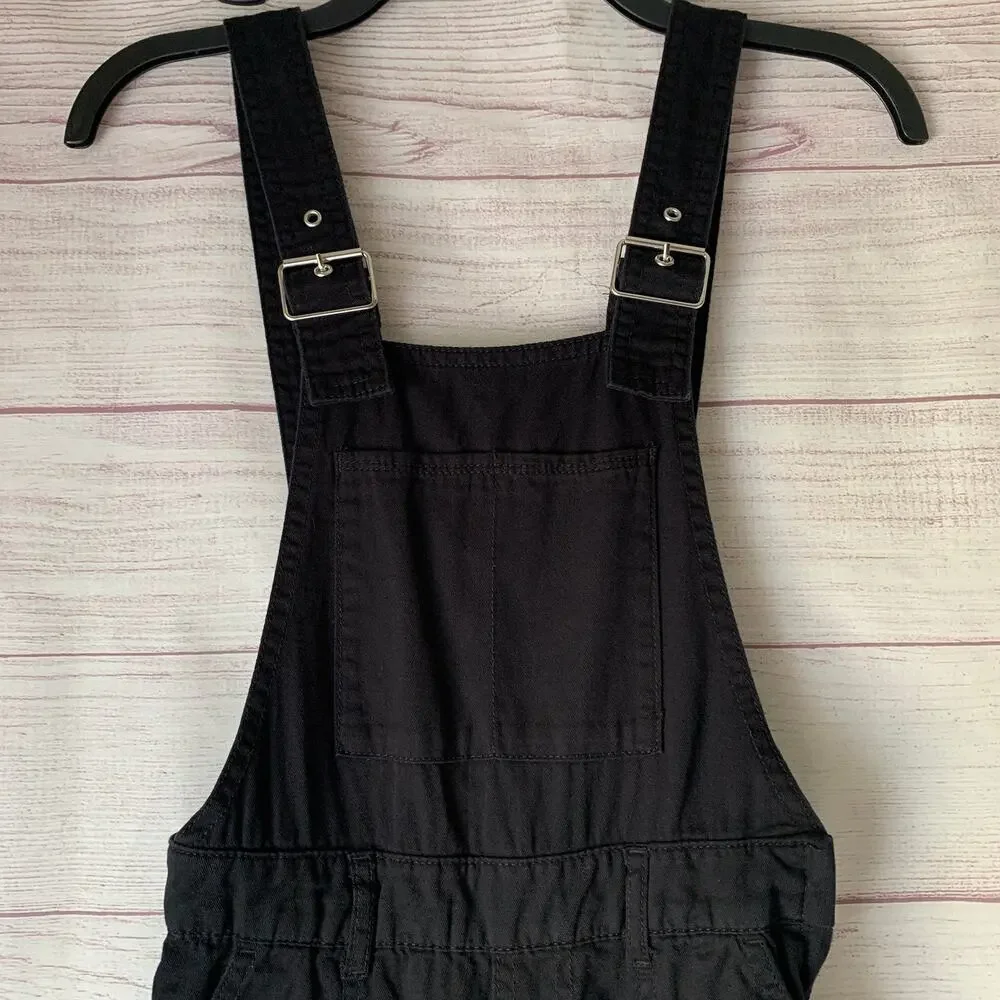 H&M Divided Black Bib Overall Jumpsuit Joggers Cargo Utility Size 0